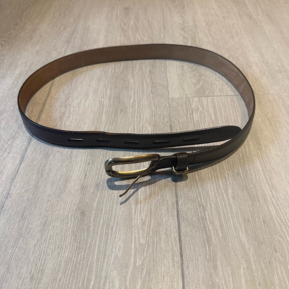Gucci Men’s Leather Belt – Brown with Antique Brass Buckle (Authentic)